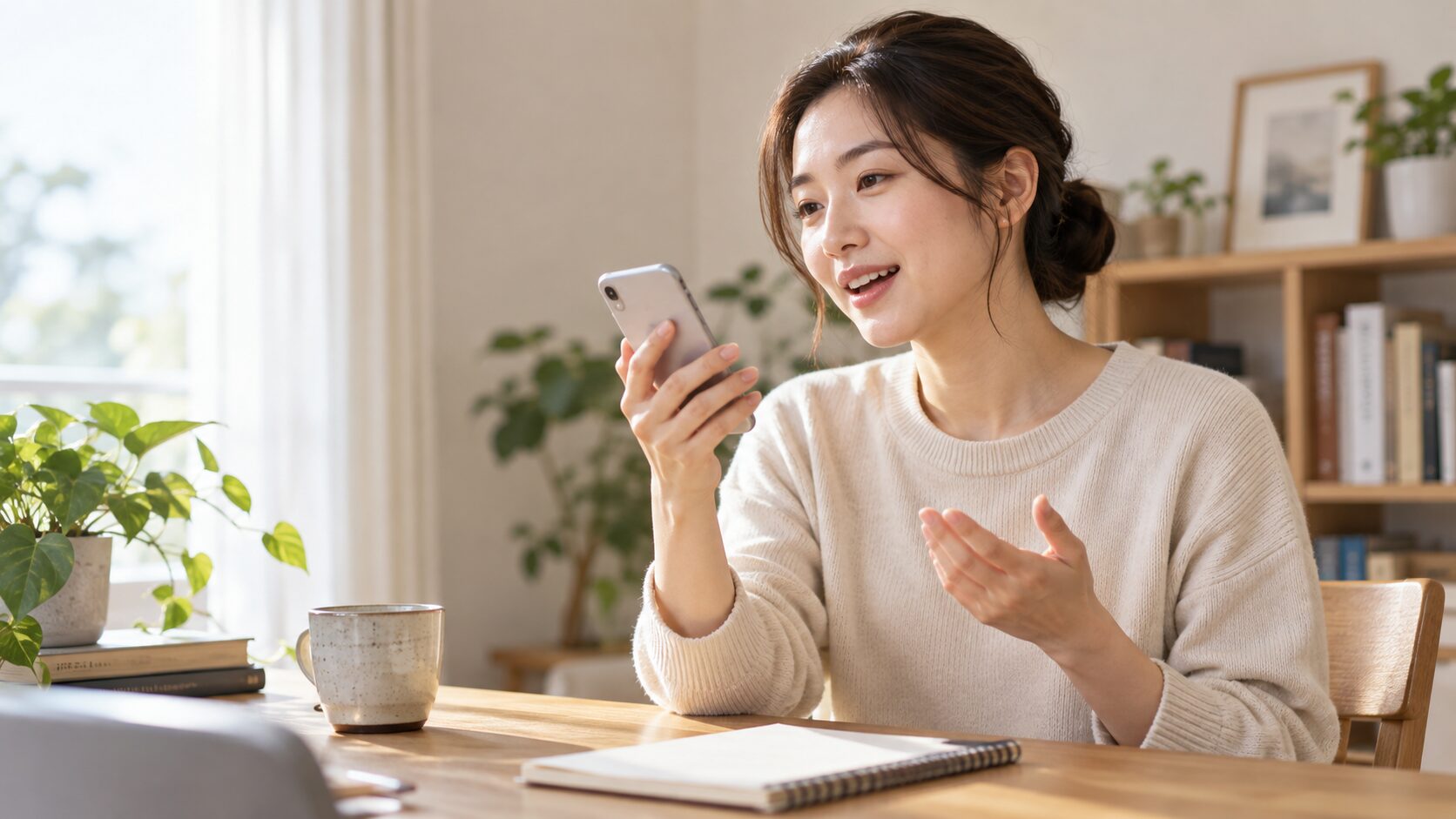 スマートフォンで英語を話す練習を始める人