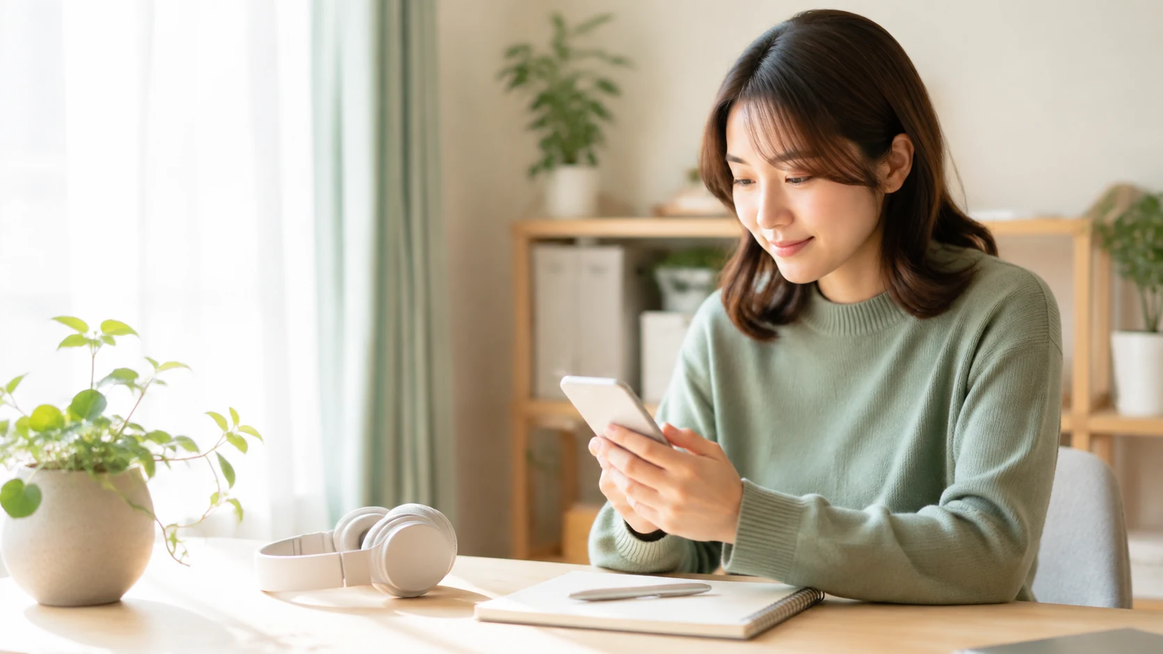 スマートフォンでAI英会話アプリを始める学習者