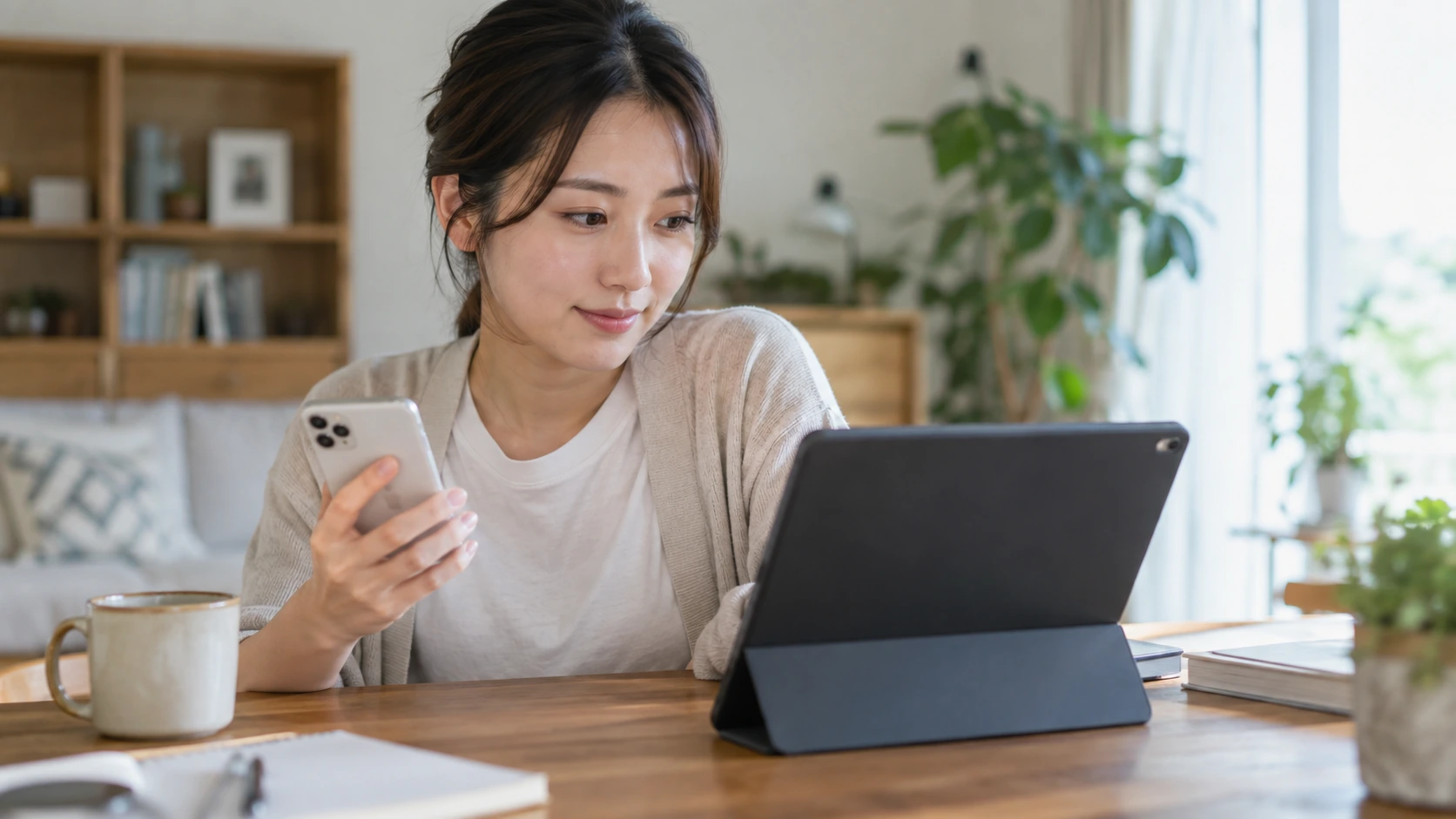 スマートフォンとタブレットで同じアカウントへのログインを確認する人