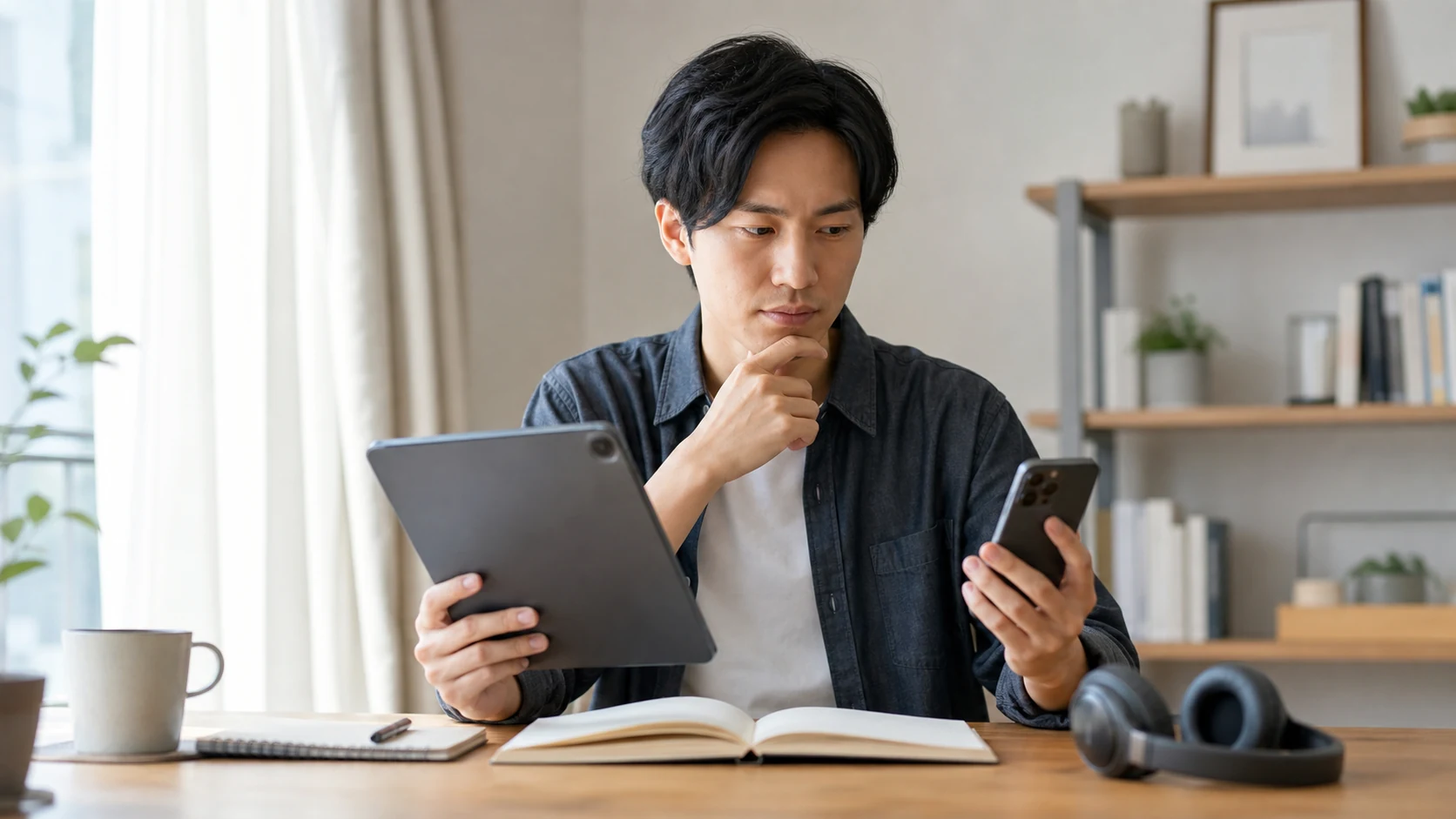 スマートフォンとタブレットでAI英会話アプリを比較する学習者